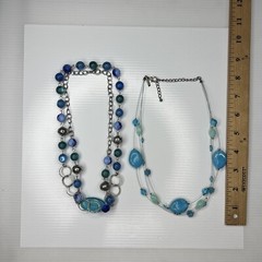 H7 Lot Blue Green Turquoise Aqua Resin Acrylic Lucite Silver Chains Lane Bryant
