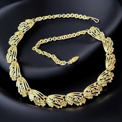 Gold Tone Collar Necklace Vintage Art Deco Revival Statement Link