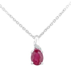 Oval Cut Lab Created Ruby Diamond Woman Love Pendent Gift 14K White Gold Finish
