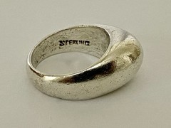 Vintage Sterling Silver Heavy 12.4gr Curved Smooth Dome Ring Size 6.5