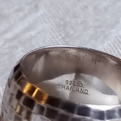 Vintage Patina Sterling Silver Thailand Hammered Disco Dome Ring 6 3/4 1/2 wide