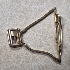 Vintage Two-Tone Gold & Silver Metal Tie Bar Clip w/ Chain Keeper, Men’s