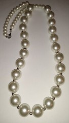 Vintage Very Light Silver Simulated Pearl Necklace 26″
