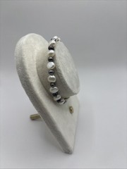 Vintage White Gray 5mm Pearl Bead Bracelet 7.5″