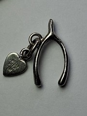 Vintage Wells Small Sterling Silver .925 “Good Luck” Wishbone Charm Pendant