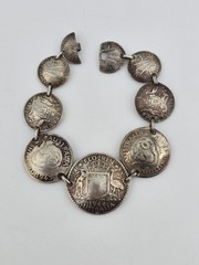 Vintage 1944 Australian Coin Trench Art Charm Link Artisan Bracelet