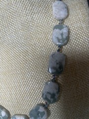 Vintage Brown Marbled Bead Long Necklace Faux Agate Acrylic Statement