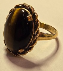 Vintage Signed Tiger’s Eye 10K Gold Ring made by Clark & Coombs, late 1950’s