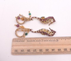 Lunch At The Ritz Seahorse Earrings Dangle Drop Pierced Vintage 90’s Jeweled