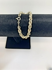Sterling Silver 925 Italy 6MM Wide Vintage Rope Chain Bracelet 7″ 7.9g