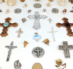 Vintage Religous Pendants, Lapel, Brooch+ Mixed Lot, 70pcs, FREE SHIP! Lot# 472