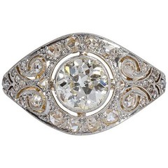 Art Deco 2.50 Ct White Diamond Vintage Engagement Ring 14K Yellow Gold Plated