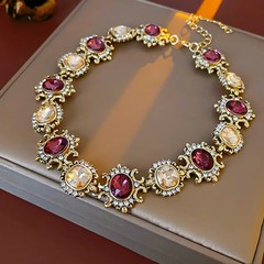 Vintage Purple Rhinestone Necklace Drop Earrings for Women Palace Style