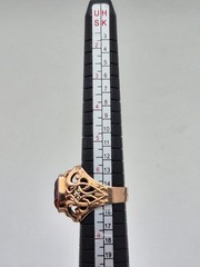 Vintage Soviet 14K Rose Gold Ring 583 with Stone • 11g • Original USSR Jewelry