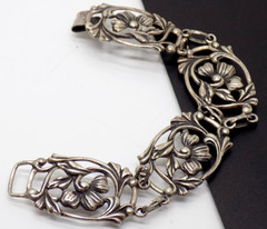 Danecraft 925 Sterling Silver Floral Flower Repousse Filigree Bracelet