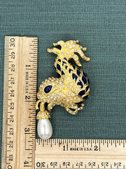 I Am Edgar Berebi my dolphin of the fountain broach Pin Vintage 24k gplate