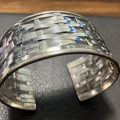 Sterling Silver 925 Cuff Woven 35 Grams Adult Unisex Adjustable