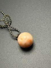 Vintage Japanese Coral Bead Pendant Necklace 11.5mm Pink Angel Skin Coral