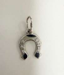 925 Sterling Silver CZ Horseshoe Good Luck Mini Charm Pendant New