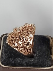 Vintage 1990-s 14 Ct Rolled Gold Zircon Ring Size UK P US 7 3/4 – Hallmarked!