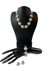 VTG Marino Silver Tone Concho Necklace Bracelet Earring Set Southwestern Style