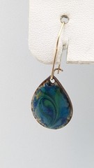 Enamel on Copper Dangle / Drop Earrings W/ 14kt Gold French Wire Clasp