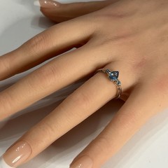 10k White Gold .59 Ctw Pear Shaped Aquamarine & Blue Tourmaline Ring Sz 8 TGGC