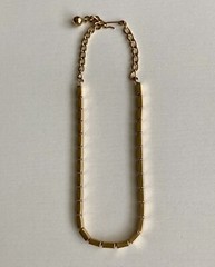 Vintage Rectangle Bar Box Link Chain Necklace 16” Gold Tone Adjustable 17.25g