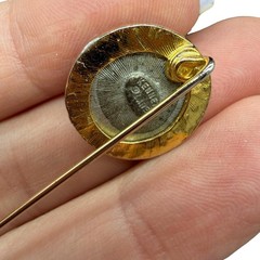 Signed vintage Kenneth Lane coin cameo stick pin lapel brooch