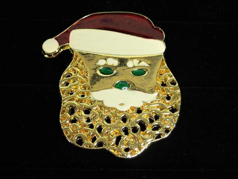 Brooch Holiday Christmas Santa Vintage Pin Retro USA Seller