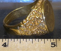 Vtg Size 9 Ring Faux Coin Eagle Nugget USA United States of America 1873 Gold