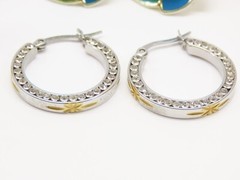 VTG Dangle Earrings Lot Pierced 1 Clip Silver Tone Blue Clear Rhinestones D2115