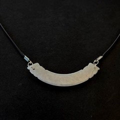 Natural White Jade Jadeite Pendant Necklace 20 inch, 60x10x2 mm