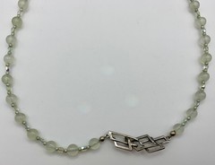 Opaline Glass Bead Necklace w/ 925 Modernist Geometric Interlocking C Clasp MCM