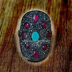 Gorgeous 2.58ctw Rose Cut Diamond Gemstone Studded Silver Victorian Ring Jewelry