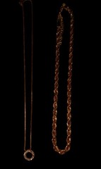 Vintage Estate Gold Tone Necklace Lot – 1980s Statement Rope & Rhinestone Halo