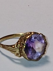 Antique Vintage 14K Gold Amethyst Ring size 6 2.7g English Hallmark AS IS