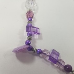 Silver tone with Faceted Purple Beads Necklace Shiny