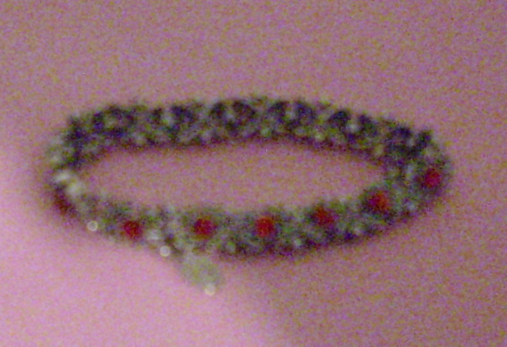 Vintage Cookie Lee Strech Bracelet Red Stones Silver Tone