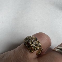 Vintage Leopard Panther Cat Rhinestone Ring Size Size 5.5