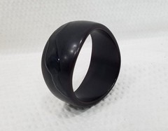 Mid Century Abstract Asymmetrical Matte & Polished Black Lucite Bangle Bracelet