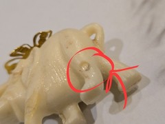 Vintage Celluloid Lucky Elephant Charm Pendant Faux Ivory Raised Trunk Gold Tone