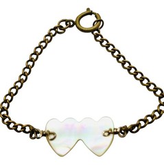 Vintage WWII Era Script Sweetheart Heart Bracelet GF Gold Filled & Antiqu Brass
