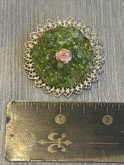 Vtg Olivine Green Cluster Peridot Hawaiian GoldTone Filigree BROOCH