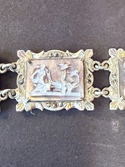Vtg 30s 800 Silver Italy hand-Carved Cameo Bracelet 7 Greek Gods Days Week