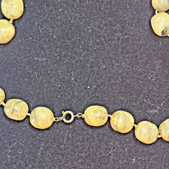 Vintage Marbled Lucite Bead Necklace Cream Gray Swirl Round Beads 22 Inch MCM