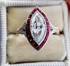 Art Deco Style 2.95Ct Lab Created Diamond Wedding & engagement 14K Gold FN Ring