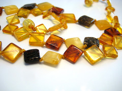 Genuine Amber Beautiful Baltic Amber Necklace Square Beads 19.5 in !!!