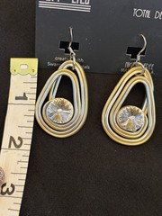 NEW Jeff Lieb Clear Swarovski Rhinestone Earrings Total Design Silver Dangle