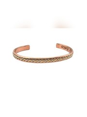 Vintage Copper Twisted Cable Cuff Bracelet Artisan Signed